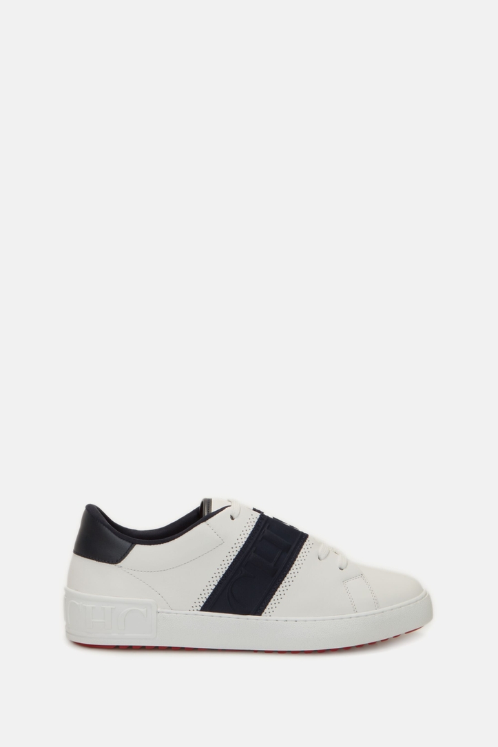 Leather sneakers with CH tape