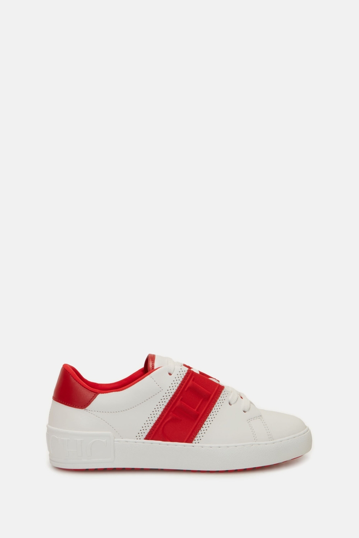 Leather sneakers with CH tape