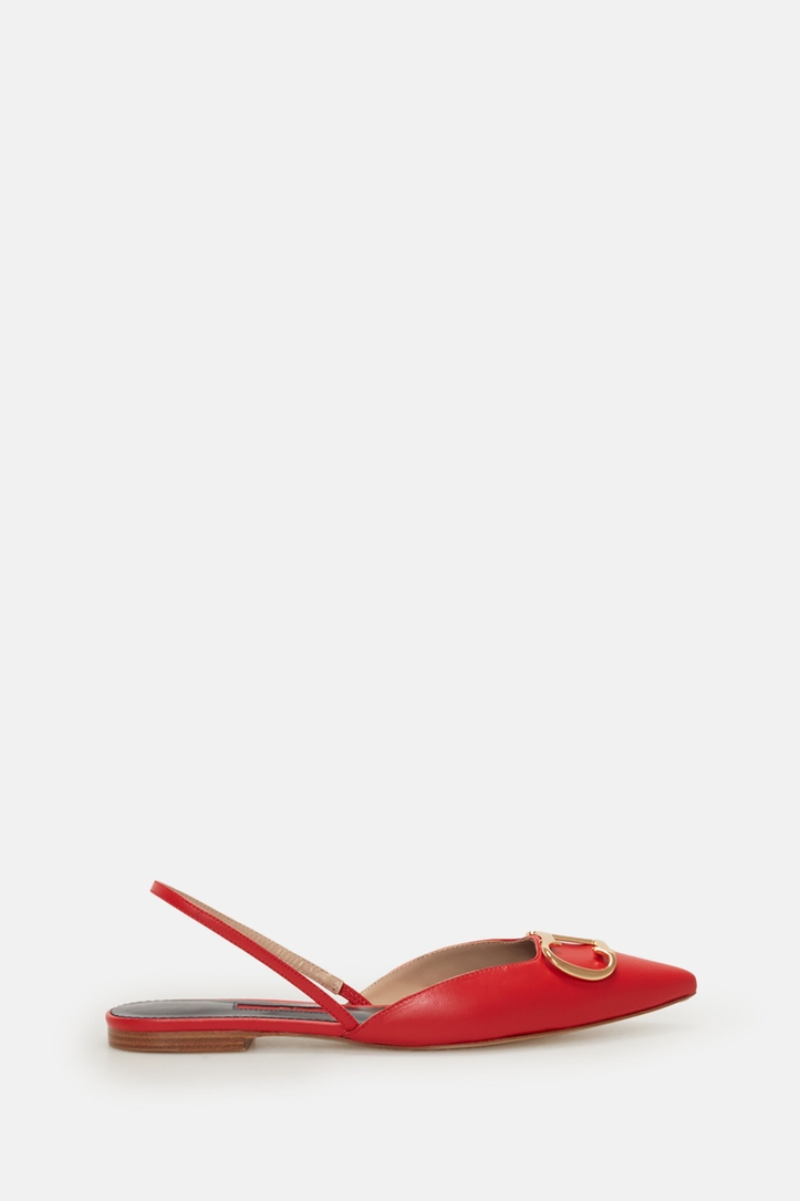 Initials Insignia Leather slingback point-toe flats