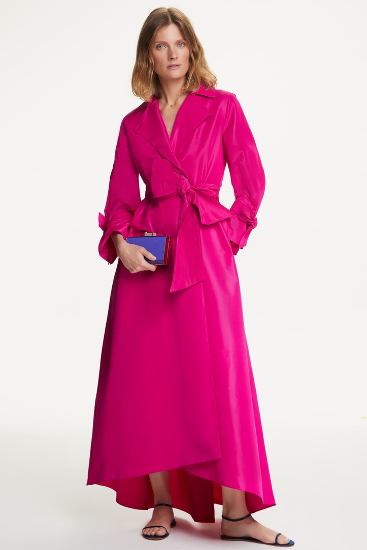 Taffeta coat dress with bows