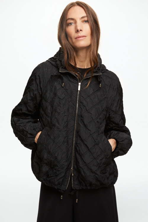 HOODED BROCADE BOMBER JACKET