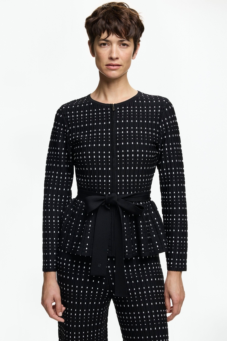 Jacquard Peplum Jacket with Belt