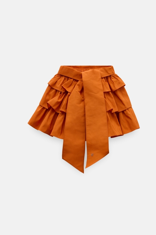 RUFFLED TAFFETA SKIRT