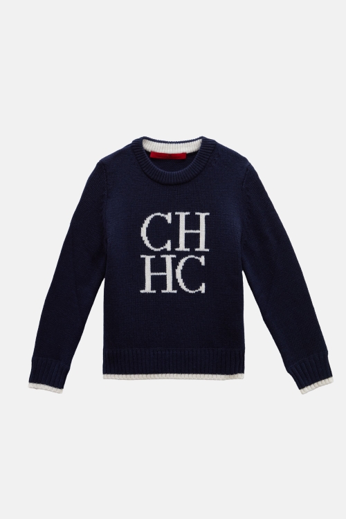 CH-INTARSIA-DETAILED MERINO WOOL AND CASHMERE SWEATER