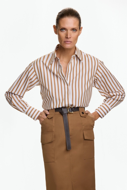 STRIPED POPLIN STRAIGHT-FIT SHIRT