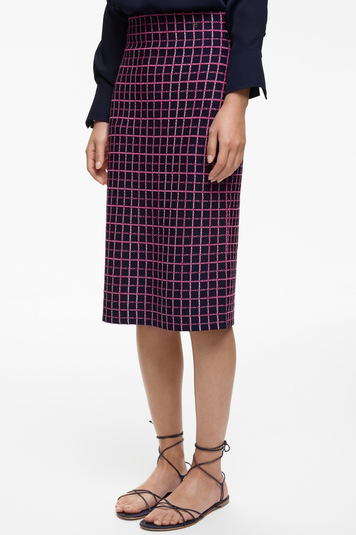 Checkered Jacquard Fitted Skirt