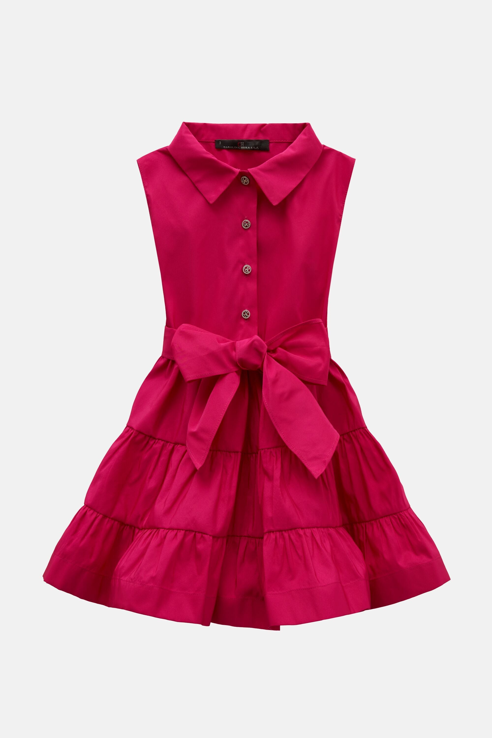 Vestido Camisero De Tafeta Con Manga Sisa Fuchsia Ch Carolina Herrera