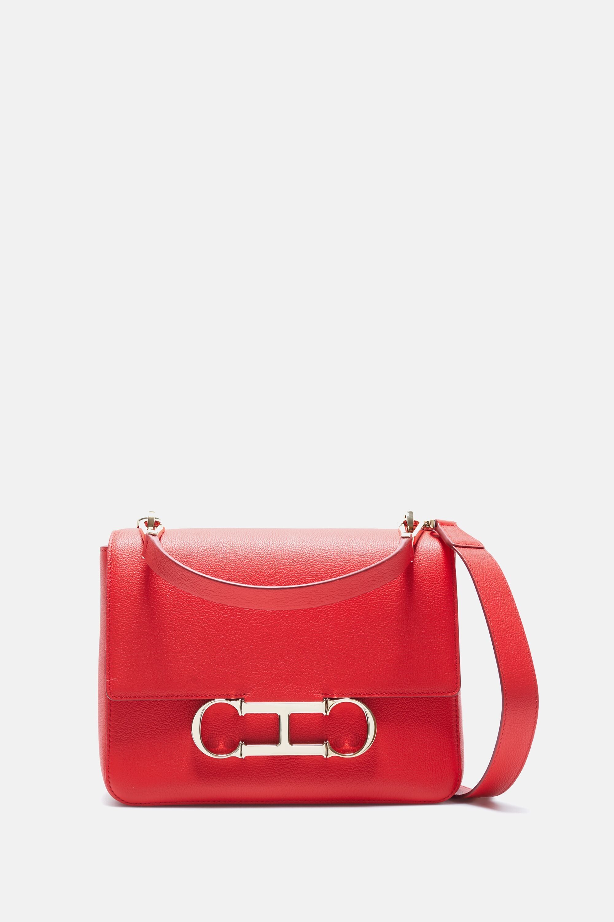 Initials Insignia Satchel Bolso de mano mediano rojo CH Carolina Herrera Mexico