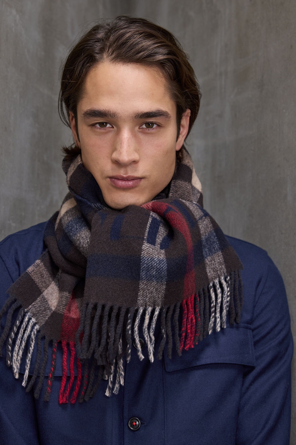 CHECKERED MERINO WOOL SCARF