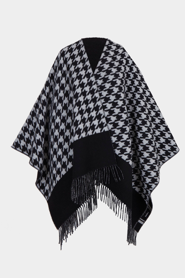 Poncho reversible de lana merino pata de gallo