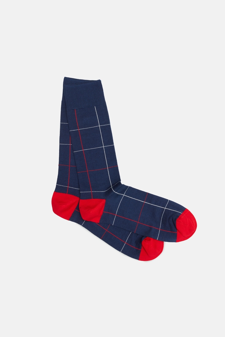 Windowpane check knit socks